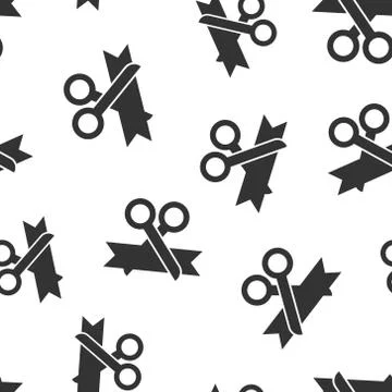 Scissors icon seamless pattern background. Cutting ribbon vector illustration Stockillustratie