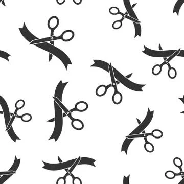 Scissors icon seamless pattern background. Cutting ribbon vector illustration イラスト素材
