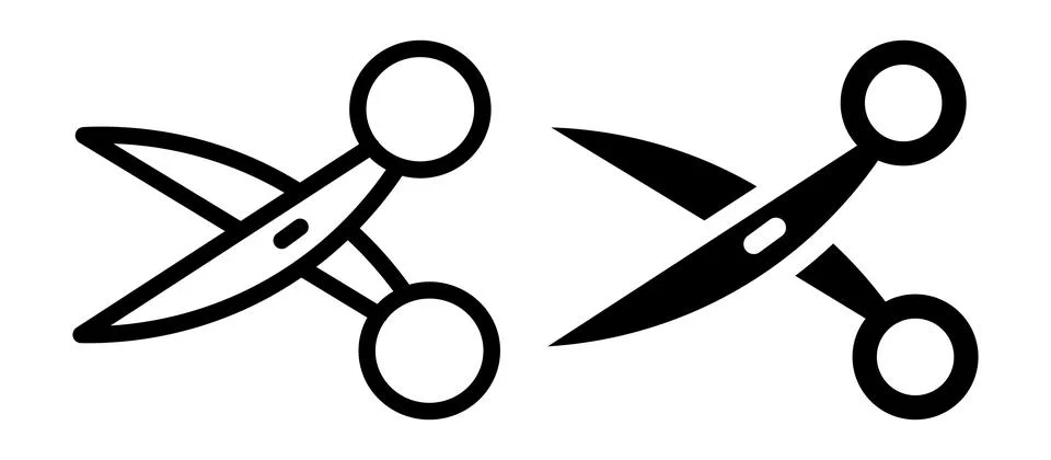 Scissors Icon Set in Black and White, Vintage Style for Design and Art Use Stock Illustration