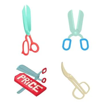Scissors icon set, cartoon style Stockillustratie
