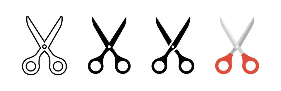 Scissors icon set. Cut symbol. Paper clippers vector illustration. Shears s.. Stock Illustration