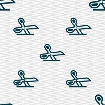 Scissors icon sign. Seamless pattern with geometric texture. Vector イラスト素材