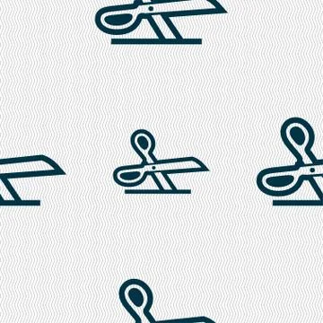 Scissors icon sign. Seamless pattern with geometric texture. Vector Illustrazione stock