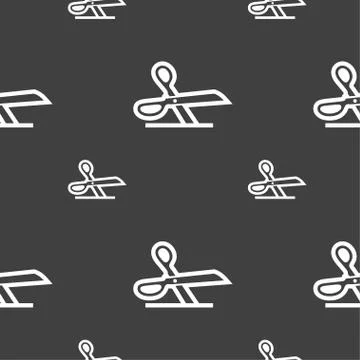 Scissors icon sign. Seamless pattern on a gray background. Vector Stockillustratie