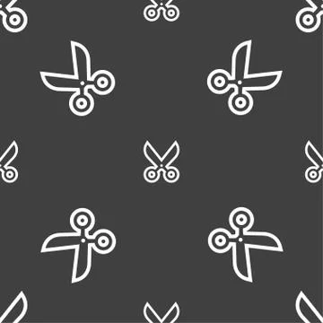 Scissors icon sign. Seamless pattern on a gray background. Vector イラスト素材
