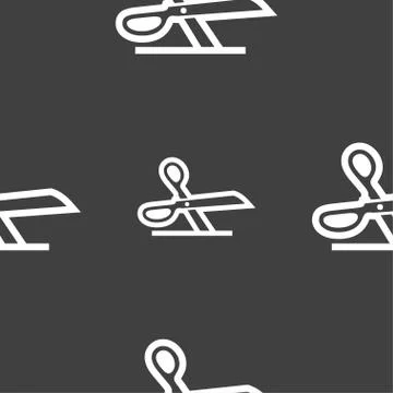 Scissors icon sign. Seamless pattern on a gray background. Vector Stock Illustration