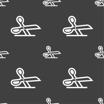 Scissors icon sign. Seamless pattern on a gray background. Vector Stockillustratie