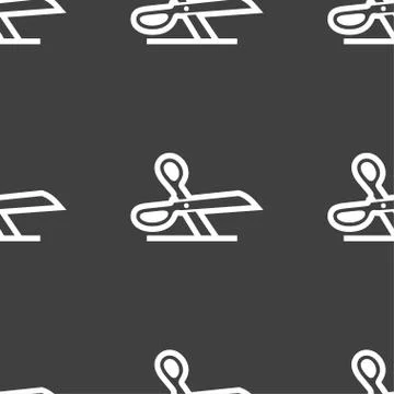 Scissors icon sign. Seamless pattern on a gray background. Stock Illustration