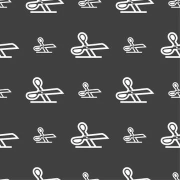 Scissors icon sign. Seamless pattern on a gray background. Stockillustratie