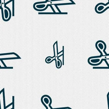 Scissors icon sign. Seamless pattern with geometric texture. Illustrazione stock