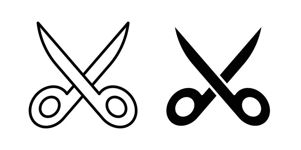 Scissors icon silhouette vector set. thin line pack Stock Illustration