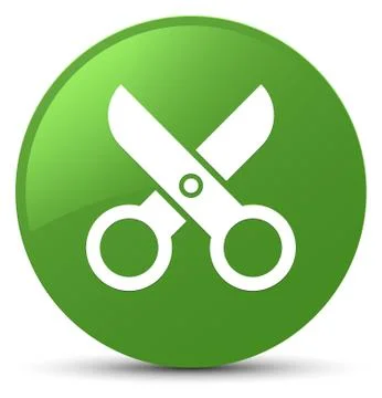 Scissors icon soft green round button Stock Illustration