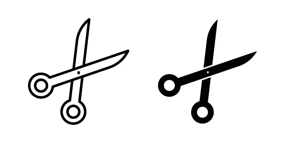 Scissors icon symbol. Flat and Stroke Vector illustration Stock Illustration
