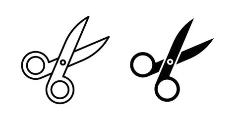 Scissors icon symbol. Vector illustration pack in black color. Stock Illustration