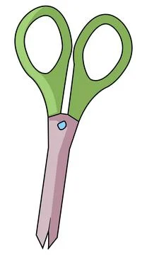 Scissors icon on a white background. Green handle. Stock Illustration