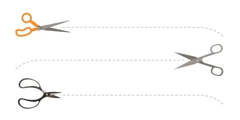 Scissors icons set with cut line. Coupon cutting icon. Vector icon illustration Stock Illustration