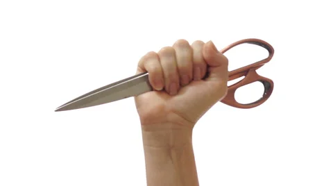 Scissors Intimidating and Threatening Stock Footage 42607899