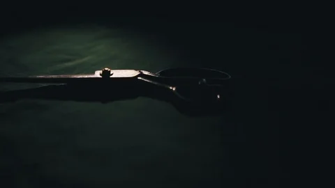 Scissors isolated on black background 스톡 동영상 86450135