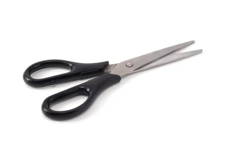 Scissors isolated with black handles Stock Photos