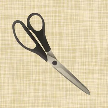 Scissors lie on the fabric. Stock Illustration