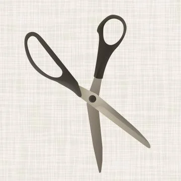 Scissors lie on textiles. Stock Illustration