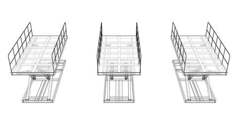 Scissors lift concept outline Illustrazione stock