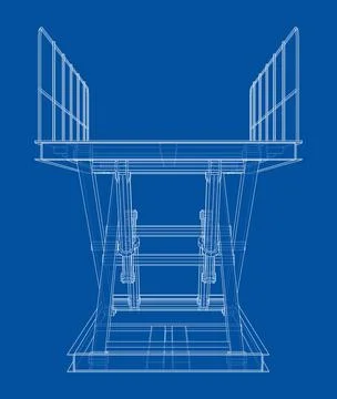 Scissors lift concept outline 스톡 일러스트