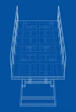 Scissors lift concept outline Illustrazione stock