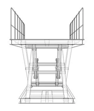 Scissors lift concept outline Stock Illustration