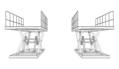 Scissors lift concept outline Illustrazione stock