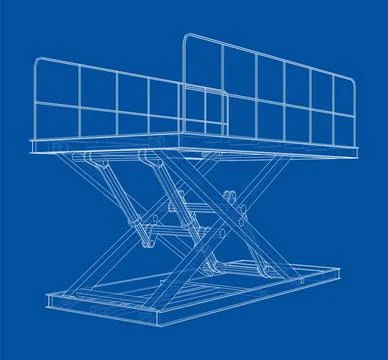 Scissors lift concept outline Illustrazione stock