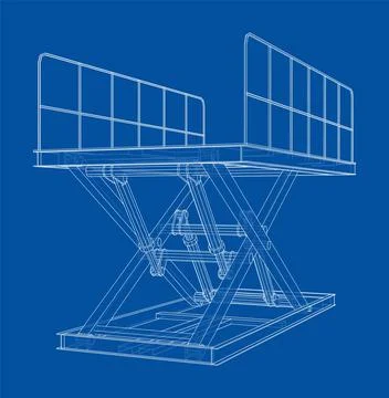 Scissors lift concept outline Stock Illustration