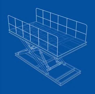 Scissors lift concept outline Stock Illustration