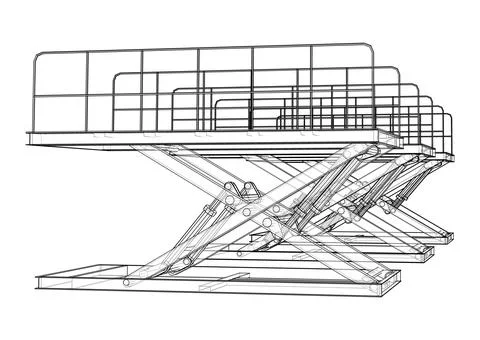 Scissors lift concept outline Stock Illustration