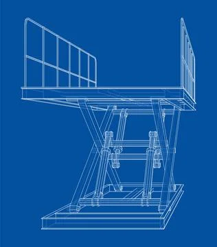 Scissors lift concept outline Stock Illustration