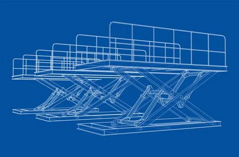 Scissors lift concept outline Stock Illustration