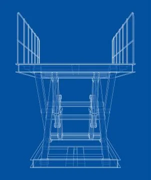 Scissors lift concept outline. Vector Stockillustratie