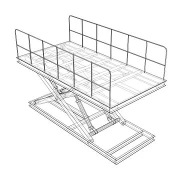 Scissors lift concept outline. Vector 스톡 일러스트
