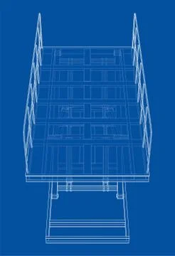 Scissors lift concept outline. Vector 스톡 일러스트