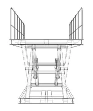 Scissors lift concept outline. Vector Stockillustratie