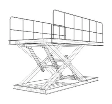 Scissors lift concept outline. Vector Stockillustratie
