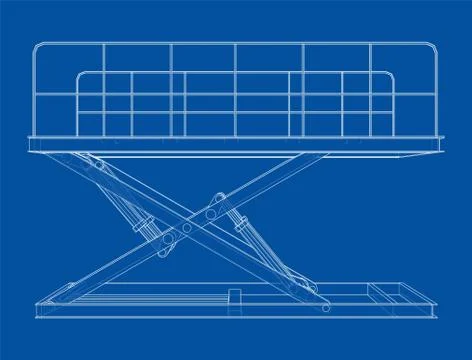 Scissors lift concept outline. Vector Illustrazione stock
