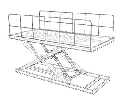 Scissors lift concept outline. Vector 스톡 일러스트