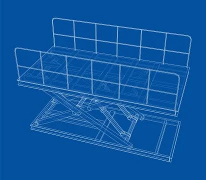 Scissors lift concept outline. Vector Stockillustratie