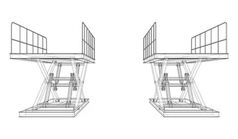 Scissors lift concept outline. Vector 스톡 일러스트