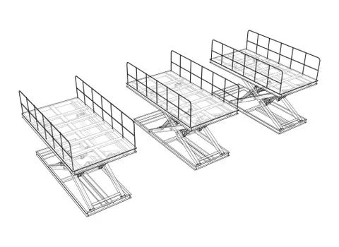 Scissors lift concept outline. Vector Stock Illustration