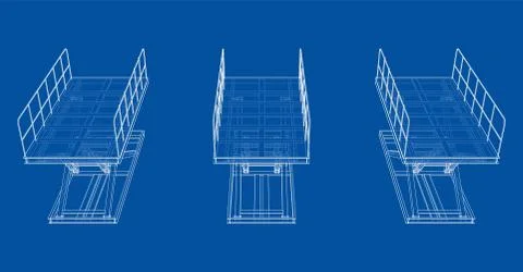 Scissors lift concept outline. Vector 스톡 일러스트