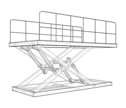 Scissors lift concept outline. Vector Stock Illustration