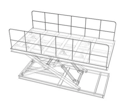 Scissors lift concept outline. Vector Stock Illustration