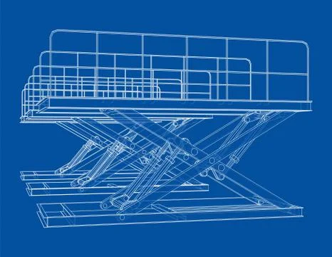 Scissors lift concept outline. Vector Stockillustratie